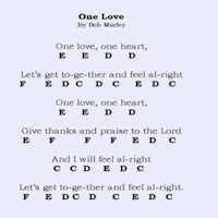 a sheet of music with the words one love